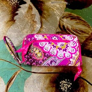 Vera Bradley Vibrant Pink Floral Wristlet